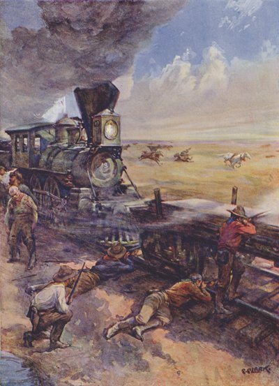 Railroadmen Repelling an Attack by Indians by Christopher Clark